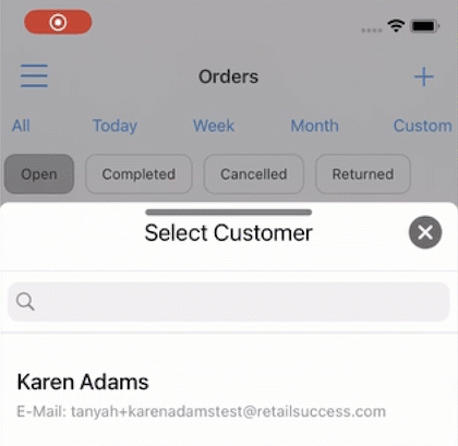 Paparazzi app with Select Customer popup showing