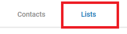 Lists tab marked on Contacts page