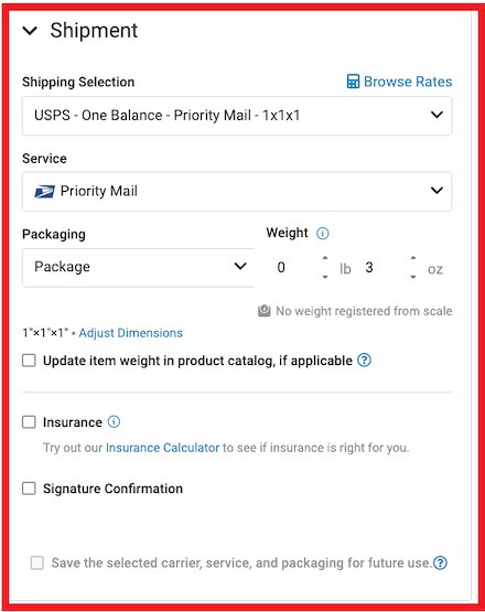 The order details screen shows the shipment section marked