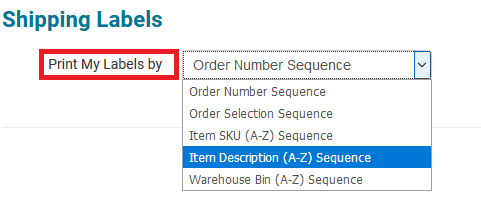 Select printing sequence from Print My Labels by drop-down menu.