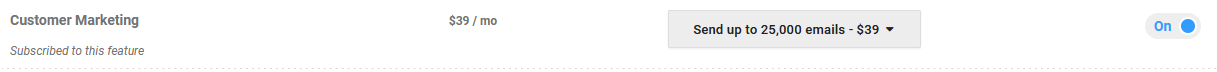 Customer marketing toggled on