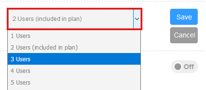 Click the drop-down and select the number of users you need.
