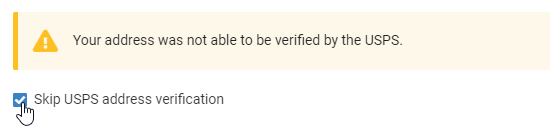 Check the Skip USPS address verification box.
