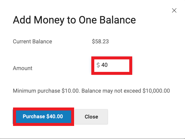 boxes highlight Amount field and Purchase Amount button
