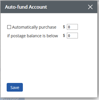 Stamps screen to enter the specific amount you want to automatically purchase