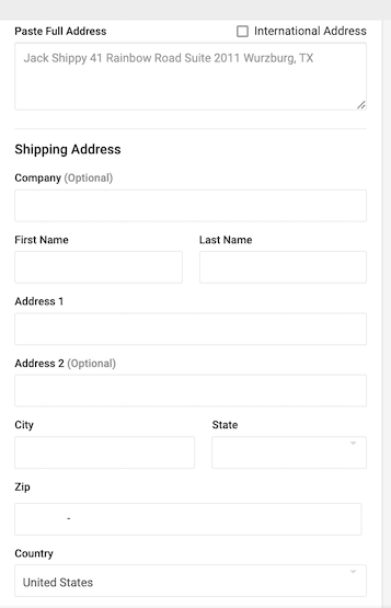 Manual order slide out shows the address fields.