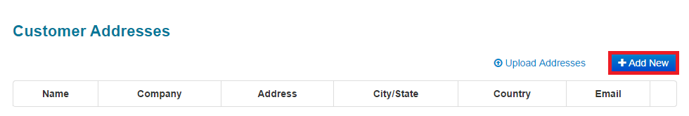 Add a new customer address button
