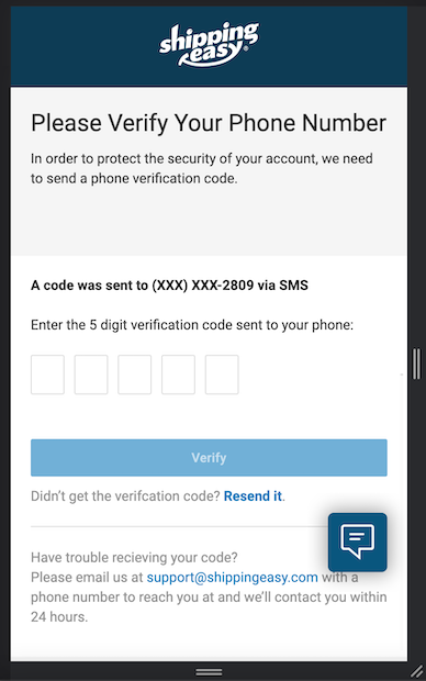 Onboarding. Verification popup requesting code to validate phone number