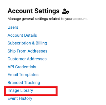 account settings then image library
