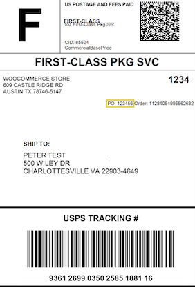 Amazon purchase order number highlighted on FCPS label
