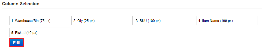 edit button under column selection marked