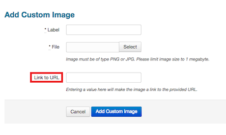 Add custom image screen with the Link to URL field marked