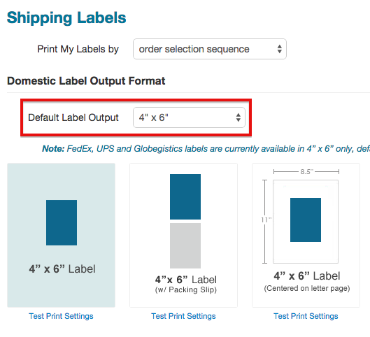 Default label output selection highlighted