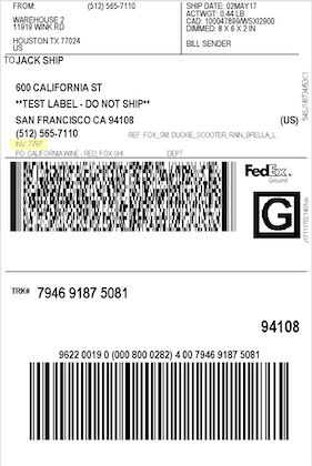 Order number on FedEx ground label
