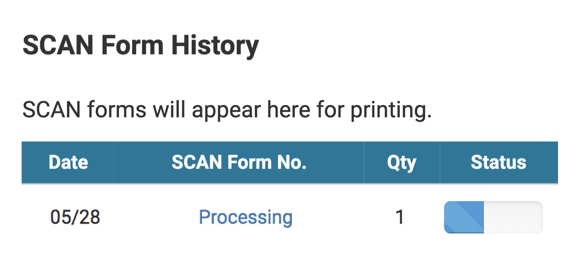 scan form history progress bar