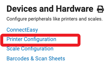 devices and hardware then printer configuration