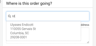 Manual order search saved addresses that show results after typing in a few characters.