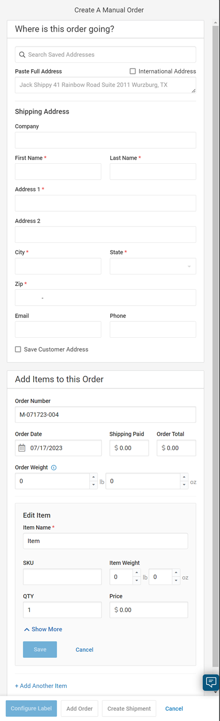 Add a Manual Order | How To – ShippingEasy
