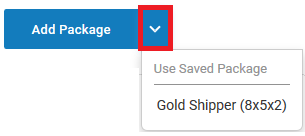 Add Package drop-down with saved packages showing.