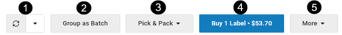 The orders page top action buttons are numbered.