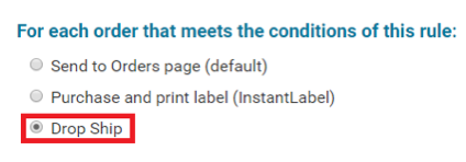Drop Ship selected and marked for shipping rule
