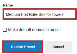 Preset name and update preset button marked