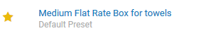 Default preset shown on Shipping Preset page