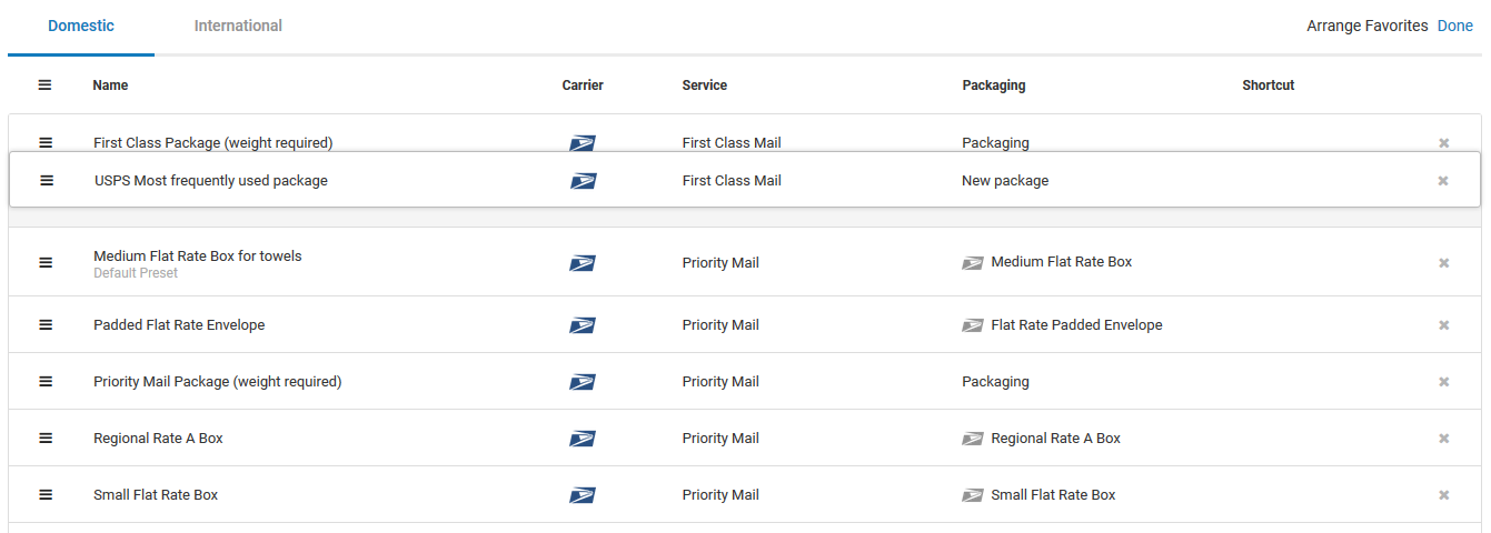Move a favorite preset in favorites list