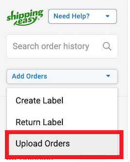 Add order dropdown with upload orders marked
