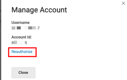 Box highlights Reauthorize link in UI to set password