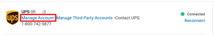 Box highlights Manage Account link / button