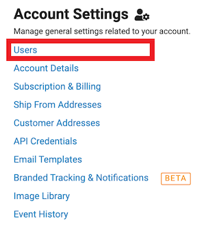 account settings then users