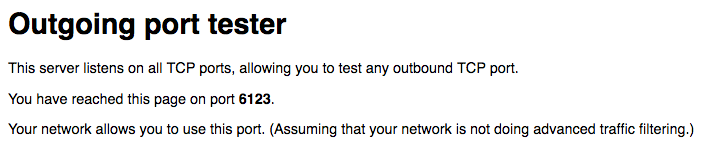 An example response from portquiz.net showing port 6123