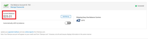 Box highlights current balance