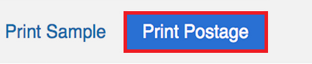 Stamps print postage button highlighted