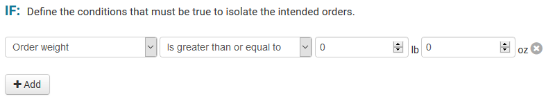 if the order weight is greater than or equal to