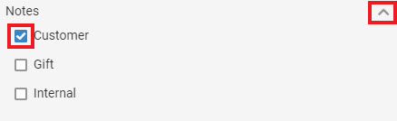 Expand the Notes filter and select Customer