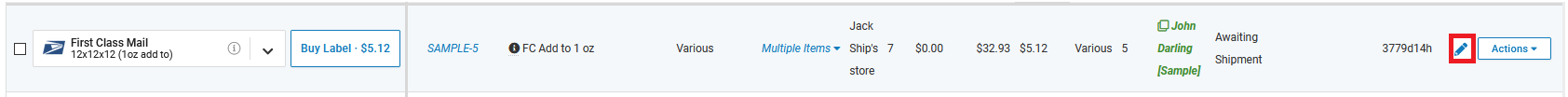 Click the ​​pencil​​​ icon for the order you wish to modify.
