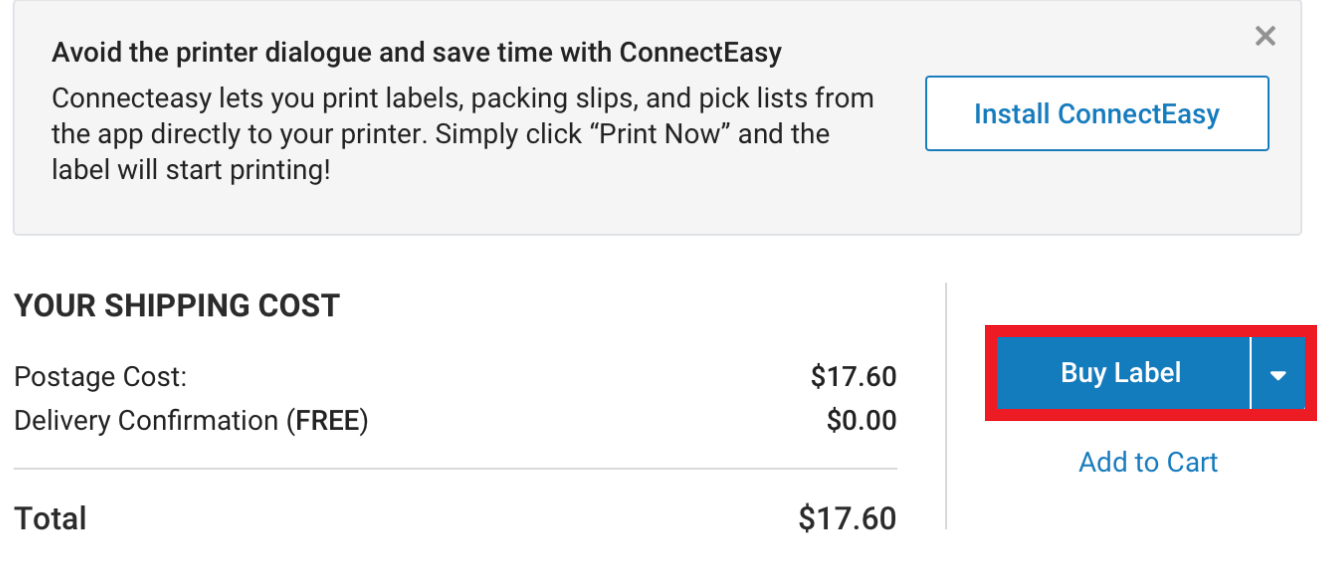 The buy label button is highlighted.