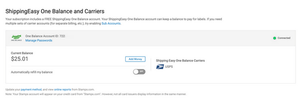 One balance showing connected