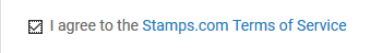 Shows checked box to accept stamps terms of service