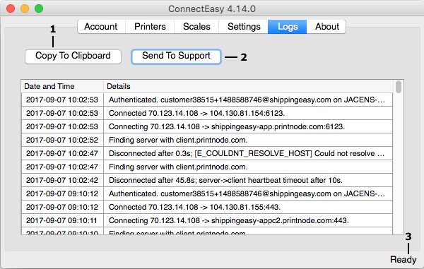 connecteasy for mac popup on logs tab with annotations