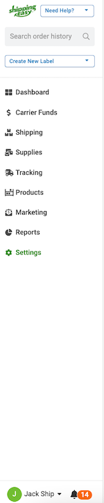 New ShippingEasy navigation bar