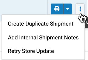 Order Actions Drop-down menu