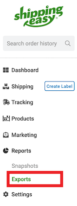 Reports then exports in the navigation bar