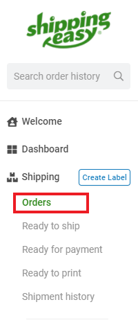 Click Orders in the navigation bar