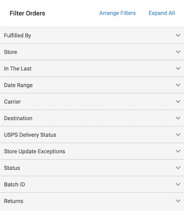 Available filter options