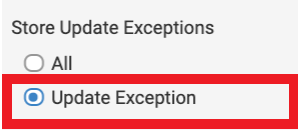 Shipment History filter orders by Store Update Exceptions with 'Update Exception' marked
