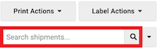 Shipment history search field