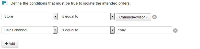 If store is equal to Channel Advisor and sales channel is equal to ebay